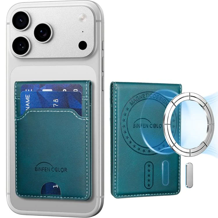 BINFEN COLOR BFK40 Calf Texture Vegan Leather Magnetic Wallet Card Holder(Green)