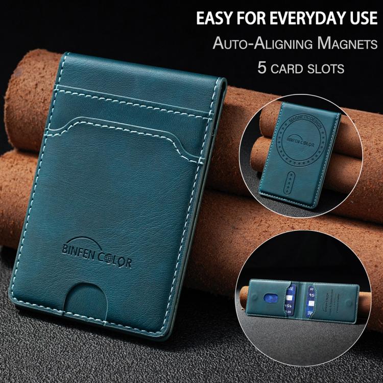 BINFEN COLOR BFK40 Calf Texture Vegan Leather Magnetic Wallet Card Holder(Green) - Image 11