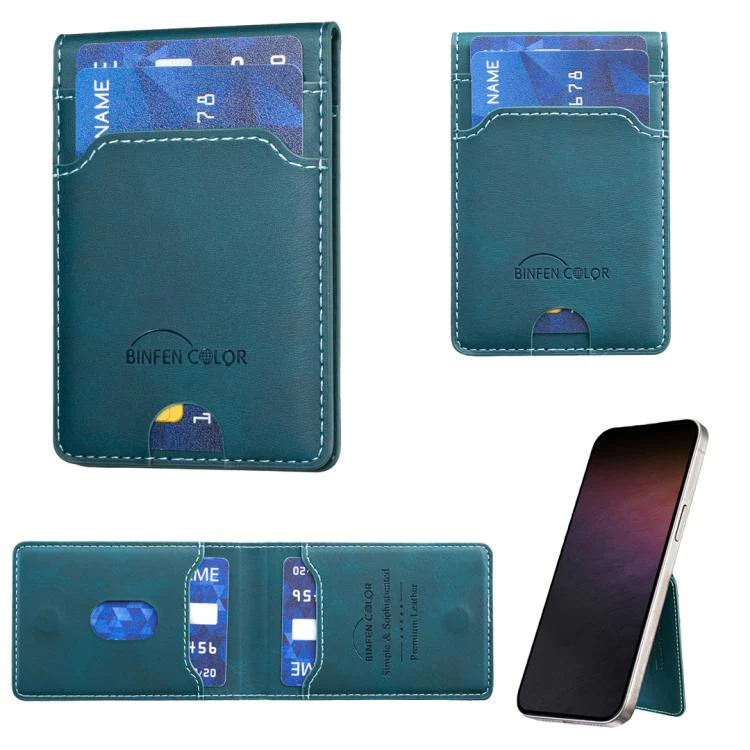 BINFEN COLOR BFK40 Calf Texture Vegan Leather Magnetic Wallet Card Holder(Green) - Image 2