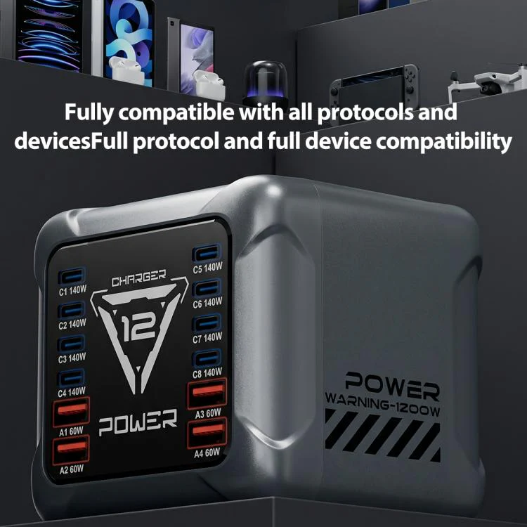 BK-127D 1200W GaN Multi Interface Desktop Charger with RGB Touch Lighting, Plug:AU Plug - Image 13