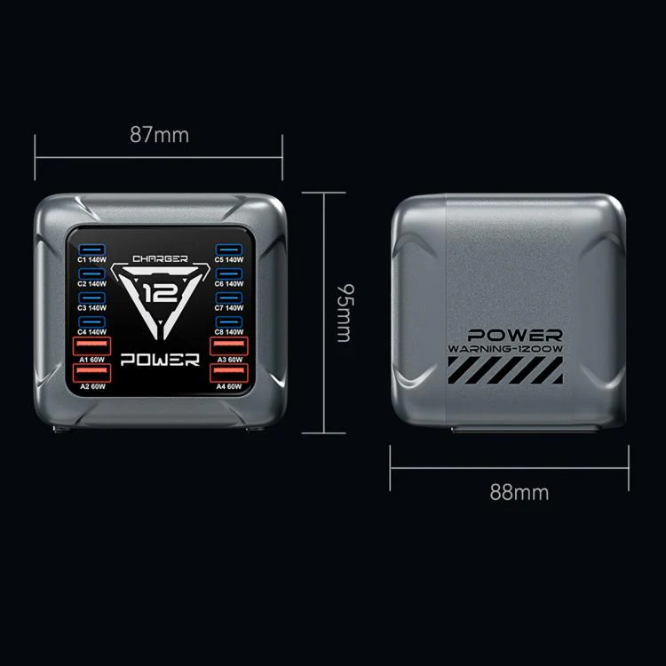 BK-127D 1200W GaN Multi Interface Desktop Charger with RGB Touch Lighting, Plug:AU Plug - Image 15