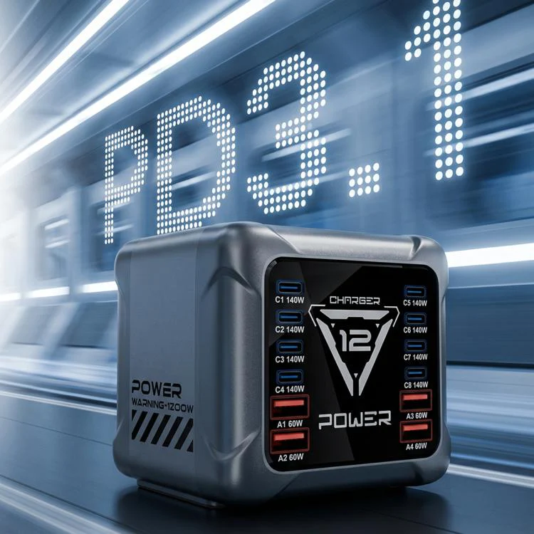 BK-127D 1200W GaN Multi Interface Desktop Charger with RGB Touch Lighting, Plug:EU Plug - Image 5
