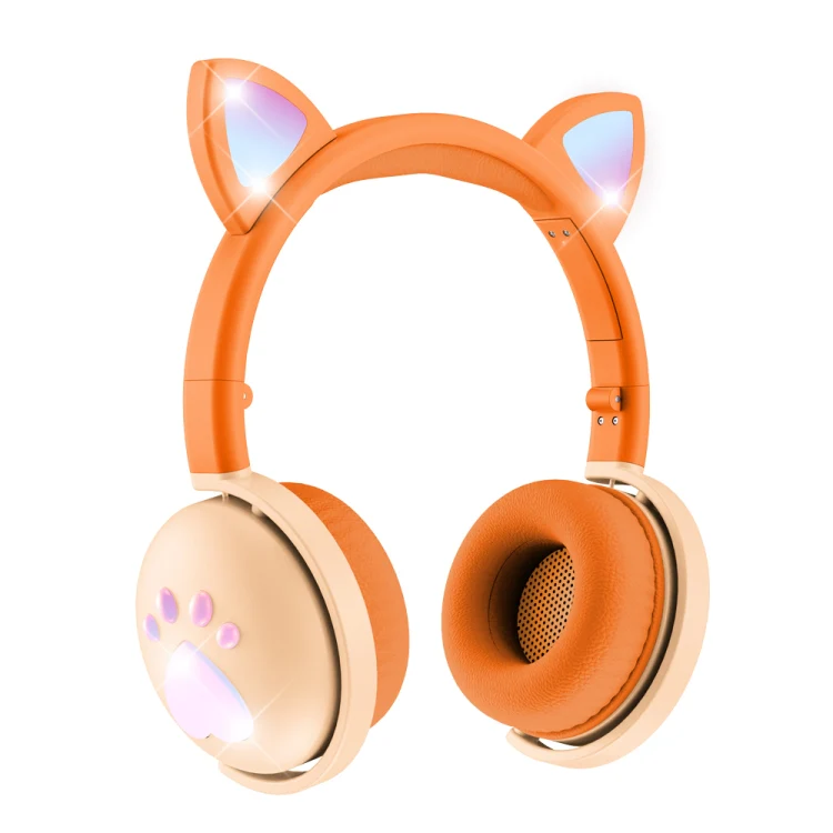 BK9 HiFi 7.1 Surround Sound Cat Claw Luminous Cat Ear Bluetooth Gaming Headset with Mic(Orange) - Image 2