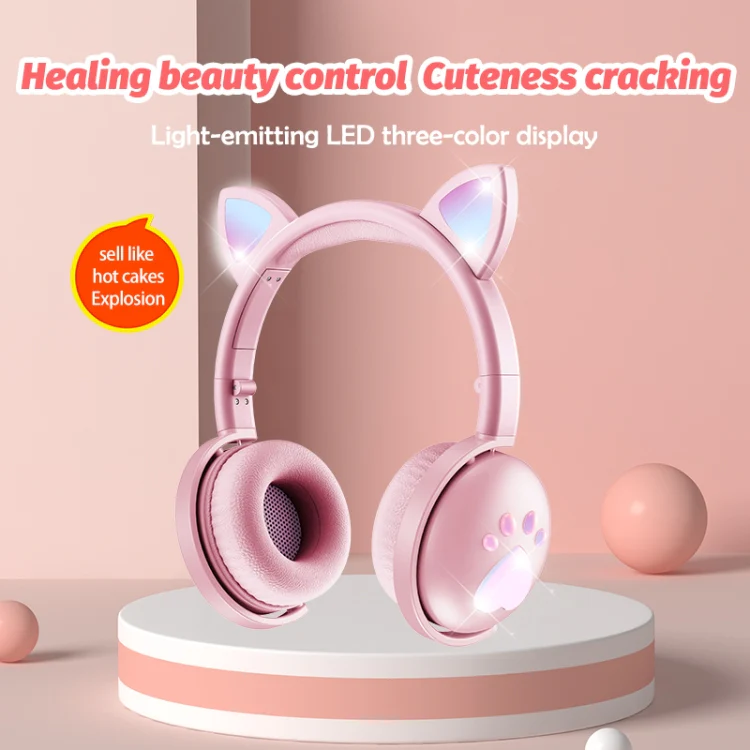 BK9 HiFi 7.1 Surround Sound Cat Claw Luminous Cat Ear Bluetooth Gaming Headset with Mic(Orange) - Image 6
