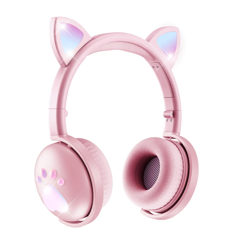 BK9 HiFi 7.1 Surround Sound Cat Claw Luminous Cat Ear Bluetooth Gaming Headset with Mic(Pink) - Image 2