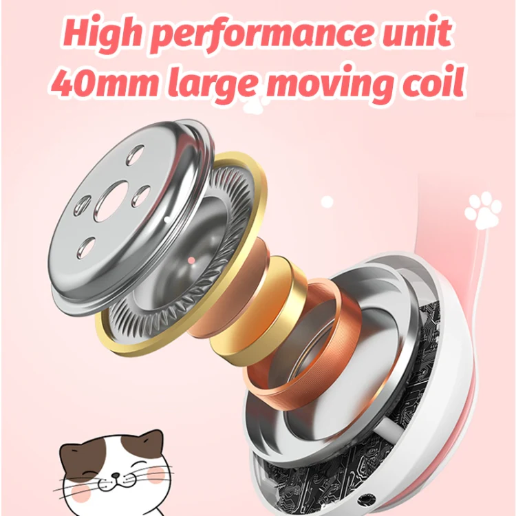 BK9 HiFi 7.1 Surround Sound Cat Claw Luminous Cat Ear Bluetooth Gaming Headset with Mic(Pink) - Image 9