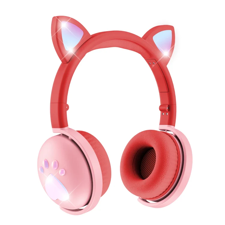 BK9 HiFi 7.1 Surround Sound Cat Claw Luminous Cat Ear Bluetooth Gaming Headset with Mic(Red) - Image 2