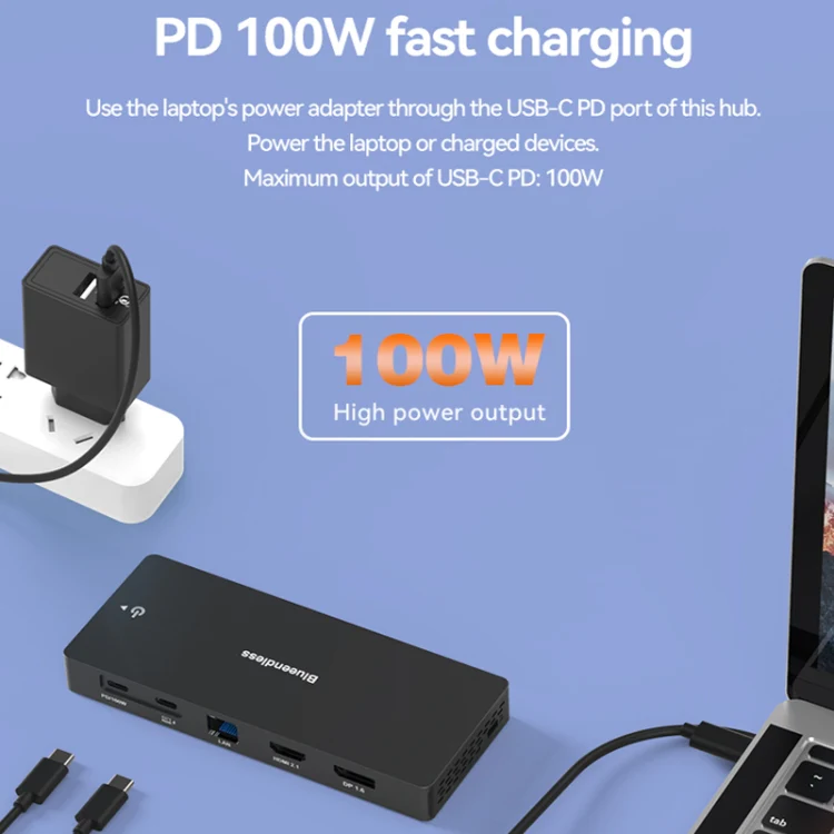 Blueendless 12-In-1 HD Multifunctional Docking Station 10Gbps Splitter With Switch(Dual 8K HDMI+DP) - Image 9