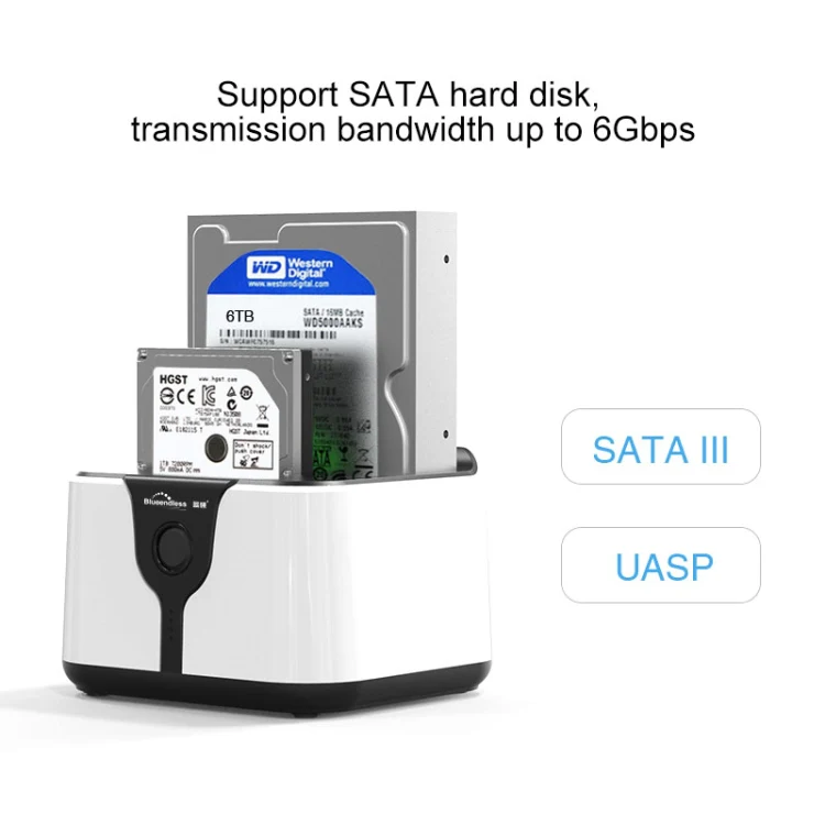 Blueendless 2.5 / 3.5 inch SATA USB 3.0 2 Bay Hard Drive Dock (UK Plug) - Image 8