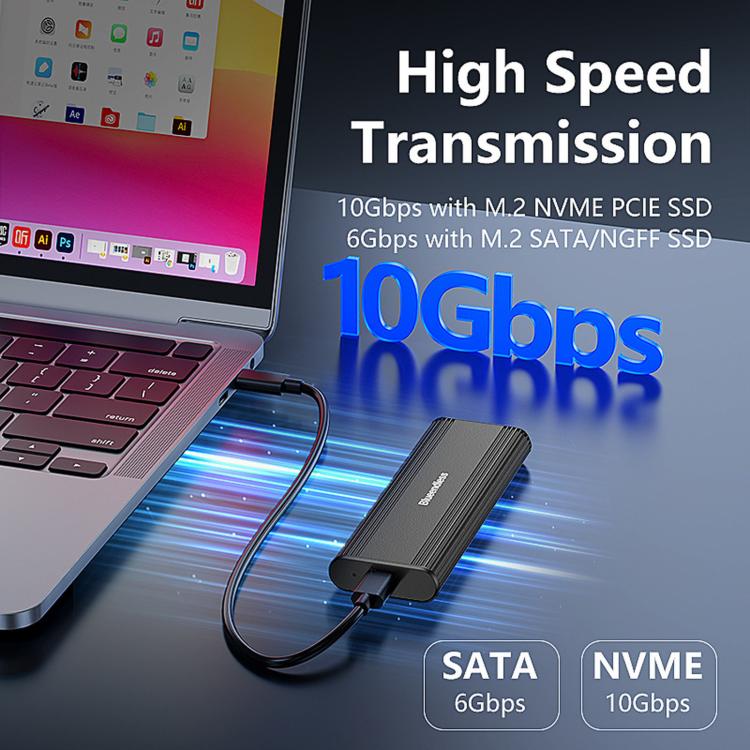 Blueendless 2821N M.2 NVME SSD Enclosure 10Gbps Aluminum USB-C 3.2 Solid State Drives, Supports Max 8TB - Image 3