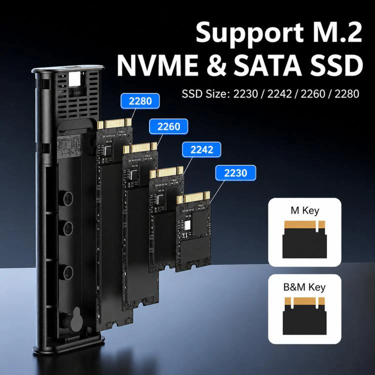 Blueendless 2821N M.2 NVME SSD Enclosure 10Gbps Aluminum USB-C 3.2 Solid State Drives, Supports Max 8TB - Image 5
