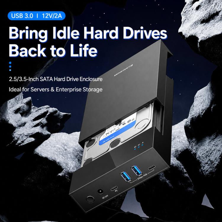 Blueendless 3.5/2.5 Inch SATA External Hard Drive Enclosure With Built-In USB 3.0 Hub USB To SATA HDD SSD Case Max 20TB UK Plug - Image 3