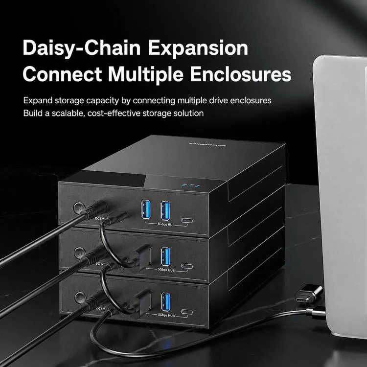 Blueendless 3.5/2.5 Inch SATA External Hard Drive Enclosure With Built-In USB 3.0 Hub USB To SATA HDD SSD Case Max 20TB UK Plug - Image 7