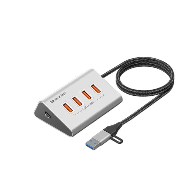Blueendless 4 Ports TYPE-C Splitter 10Gbps Braided Cable Extension Hub, Interface: 15W USB3.2 x 4