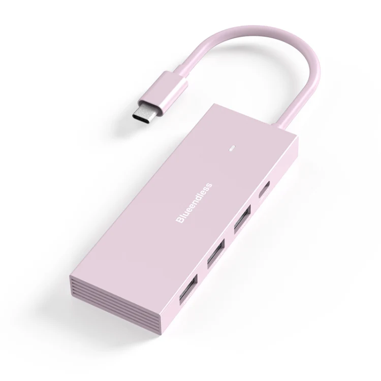 Blueendless 4K60Hz + Data Port Type-C Docking Station USB3.0 Splitter, Spec: 6-in-1 Pink