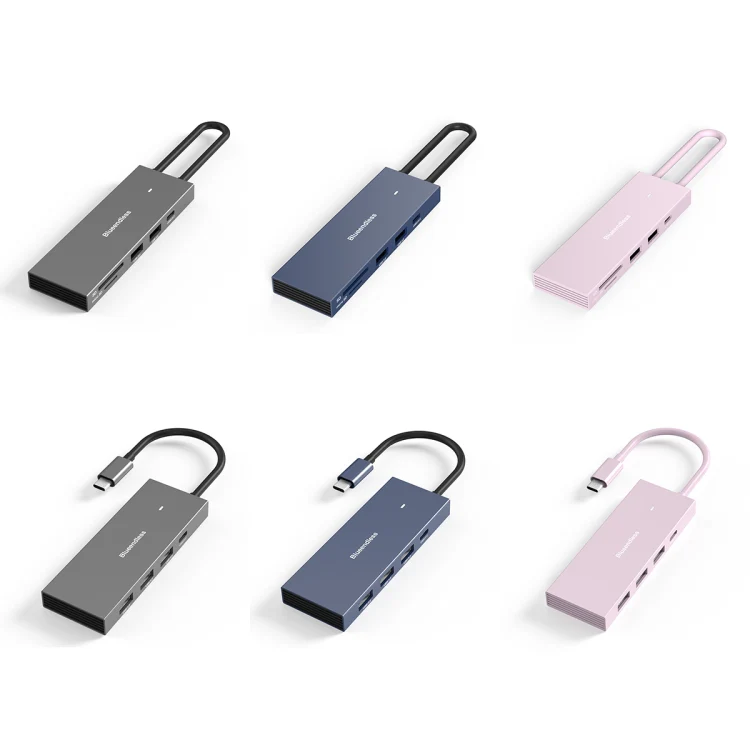 Blueendless 4K60Hz + Data Port Type-C Docking Station USB3.0 Splitter, Spec: 6-in-1 Pink - Image 2