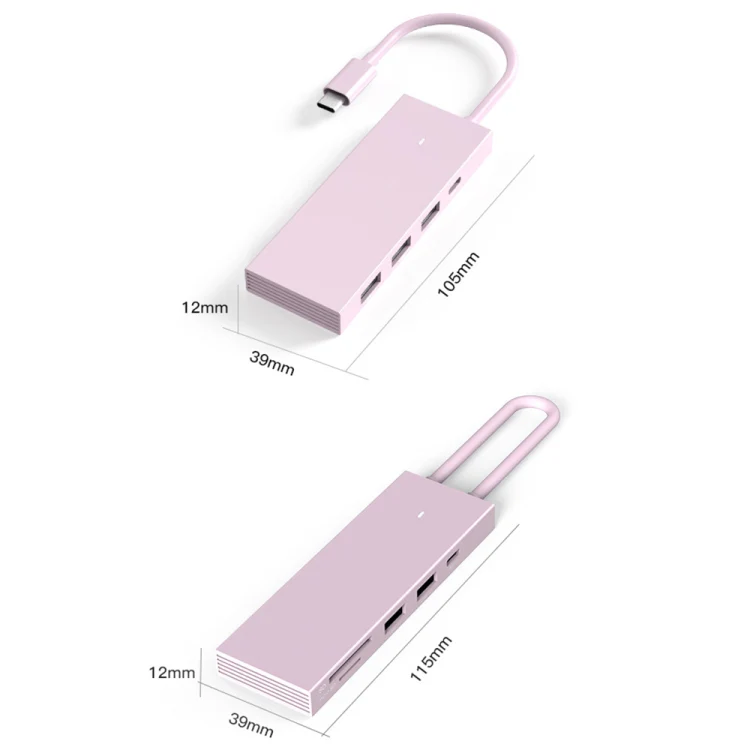 Blueendless 4K60Hz + Data Port Type-C Docking Station USB3.0 Splitter, Spec: 7-in-1 Card Reading Gray - Image 3