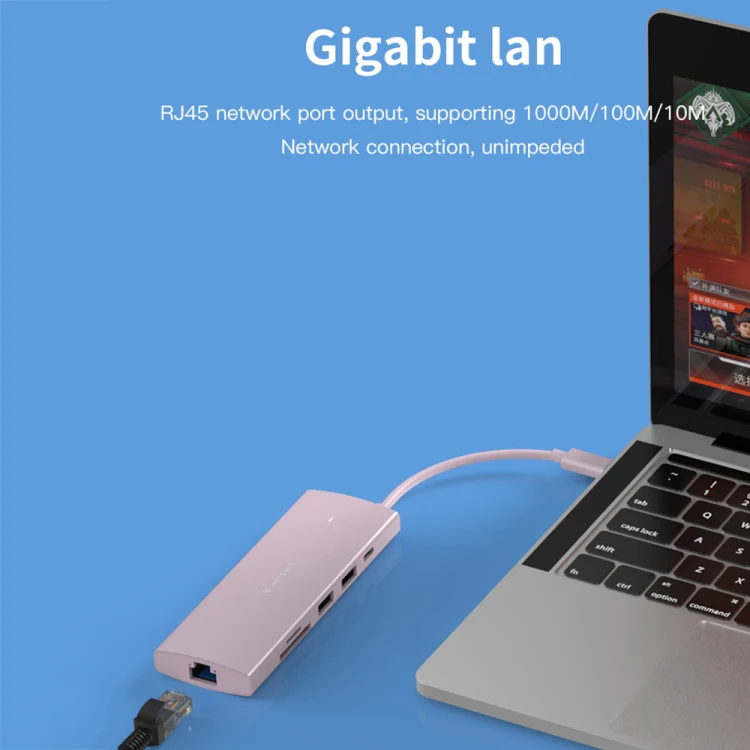 Blueendless 4K60Hz + Gigabit LAN + Data Type-C Docking Station, Spec: 9-in-1 Reading Card Blue - Image 10