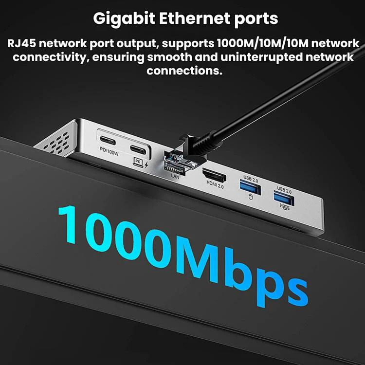 Blueendless Desktop Type-C Docking Station With 4K 60Hz Gigabit Ethernet USB 3.2 Ports(14 in 1) - Image 11