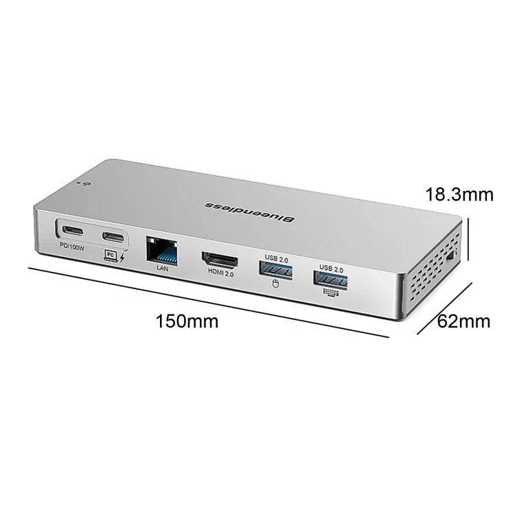 Blueendless Desktop Type-C Docking Station With 4K 60Hz Gigabit Ethernet USB 3.2 Ports(14 in 1) - Image 3