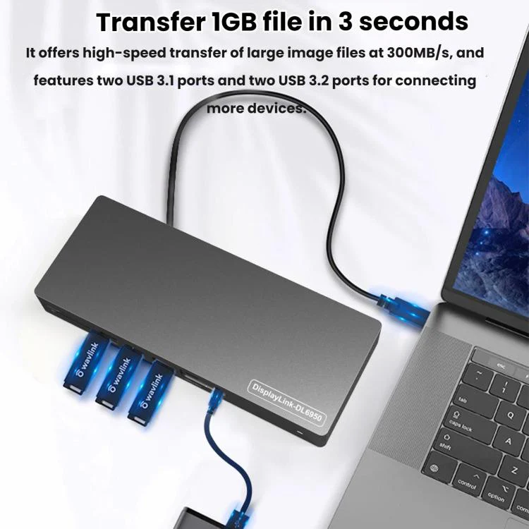 Blueendless Dual HDMI/DP Gigabit Expansion Dock With USB 3.2 Split Cable For Triple Display Expansion(14 in 1) - Image 5