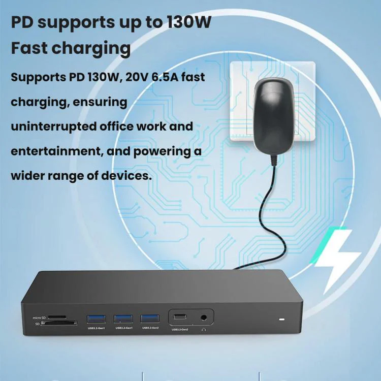 Blueendless Dual HDMI/DP Gigabit Expansion Dock With USB 3.2 Split Cable For Triple Display Expansion(14 in 1) - Image 7