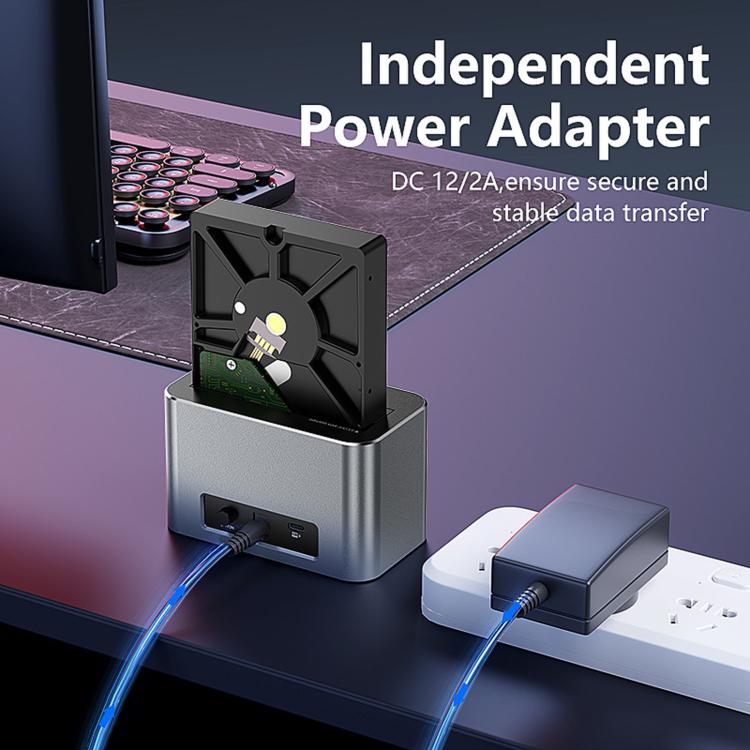 Blueendless HD01SN Dual Bay Docking Station For M.2 NVMe/SATA SSD And 2.5/3.5 SATA HDD, 10Gbps Multi-Drive Reader With 2 USB Hub Ports, Support 28TB EU Plug - Image 7