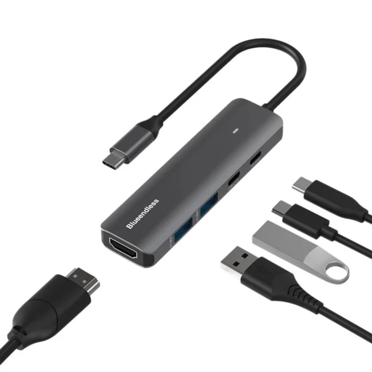 Blueendless HDMI 4K 60Hz Converter Type-C Dock(HDMI 2.0 + PD Charging + Type-C 3.0 + USB 3.0 x 2)