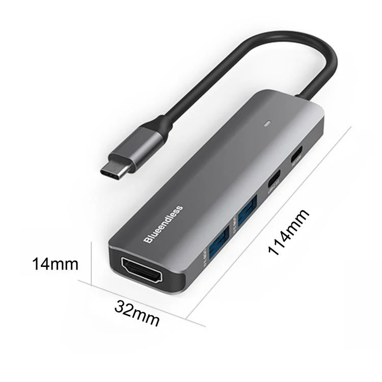 Blueendless HDMI 4K 60Hz Converter Type-C Dock(HDMI 2.0 + PD Charging + Type-C 3.0 + USB 3.0 x 2) - Image 2