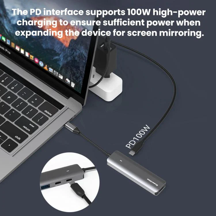 Blueendless HDMI 4K 60Hz Converter Type-C Dock(HDMI 2.0 + PD Charging + Type-C 3.0 + USB 3.0 x 2) - Image 6