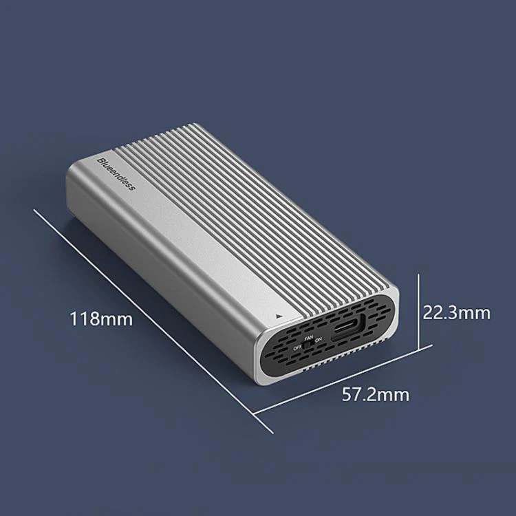 Blueendless M280U4C USB4 Portable Hard Drive Enclosure With Switch & Fan Solid-State M.2 NVMe Drive Enclosure External SSD Enclosure(Silver Gray) - Image 14