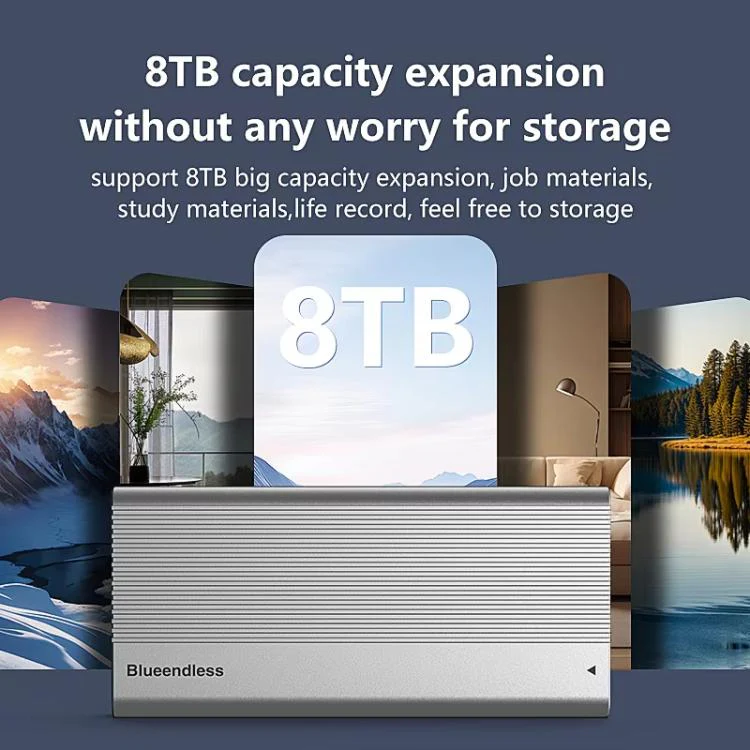 Blueendless M280U4C USB4 Portable Hard Drive Enclosure With Switch & Fan Solid-State M.2 NVMe Drive Enclosure External SSD Enclosure(Silver Gray) - Image 7