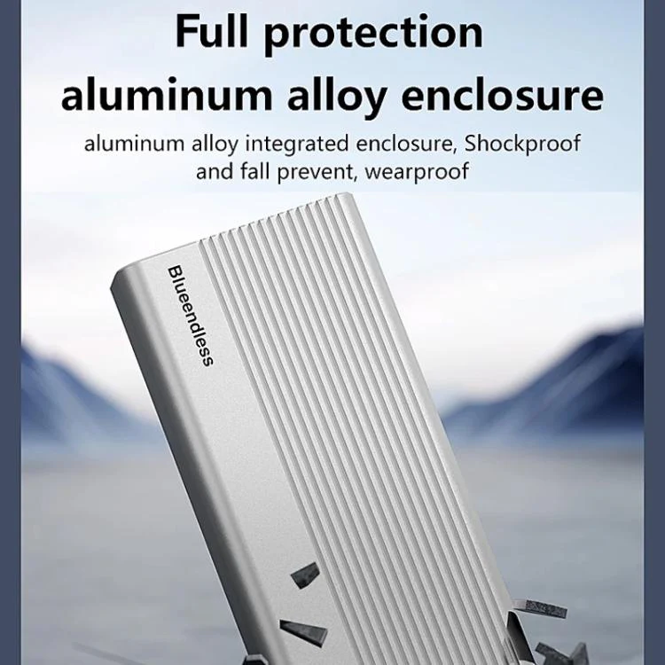 Blueendless M280U4C USB4 Portable Hard Drive Enclosure With Switch & Fan Solid-State M.2 NVMe Drive Enclosure External SSD Enclosure(Silver Gray) - Image 9