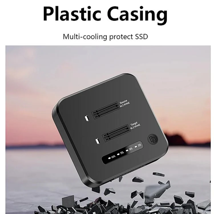 Blueendless SD08A M.2 NVMe SSD Docking Station Dual-Bay USB 3.2 Gen2 10Gbps External Drive Enclosure With One-Key Offline Clone Function EU Plug - Image 9