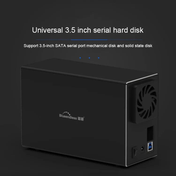 Blueendless USB-B Interface 3.5 inch 2 Bay RAID Combination Array HDD External Enclosure (US Plug) - Image 6