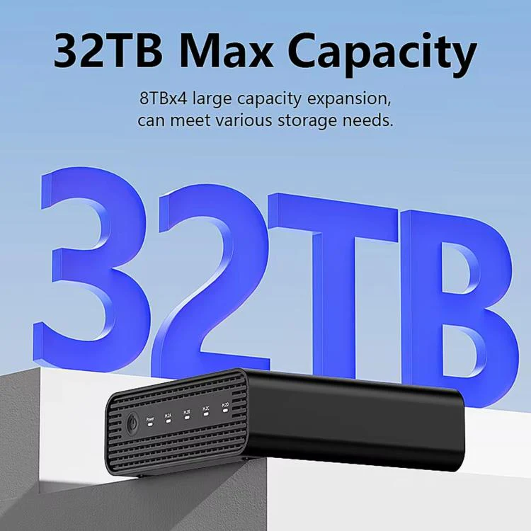 Blueendless USB4 NVMe M.2 SSD Enclosure, 40Gbps 4-Bay External Solid State Drive Case, Support Soft RAID 0/1/5, 32TB Capacity UK Plug - Image 5