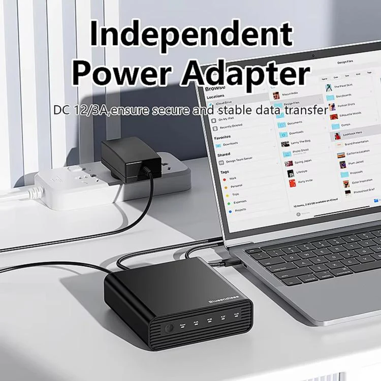 Blueendless USB4 NVMe M.2 SSD Enclosure, 40Gbps 4-Bay External Solid State Drive Case, Support Soft RAID 0/1/5, 32TB Capacity UK Plug - Image 6