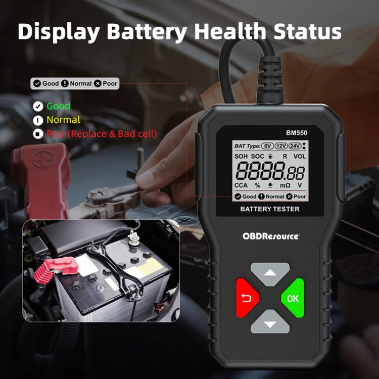 BM550 6V / 12V / 24V 3 in 1 Battery Tester Analyzer Battery Life Detector - Image 9