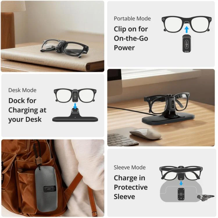 BOBOVR CG2 For Meta Ray-Ban Wayfarer Smart AI Glass 3 in 1 Charging Station - Image 2