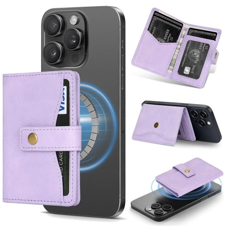 Bond Wallet Ring Magnetic Leather Card Holder(Purple)