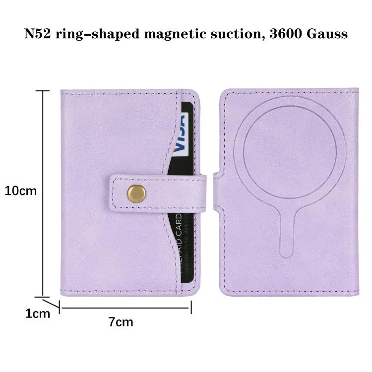 Bond Wallet Ring Magnetic Leather Card Holder(Purple) - Image 10