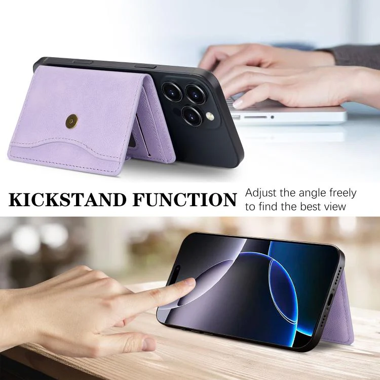 Bond Wallet Ring Magnetic Leather Card Holder(Purple) - Image 6