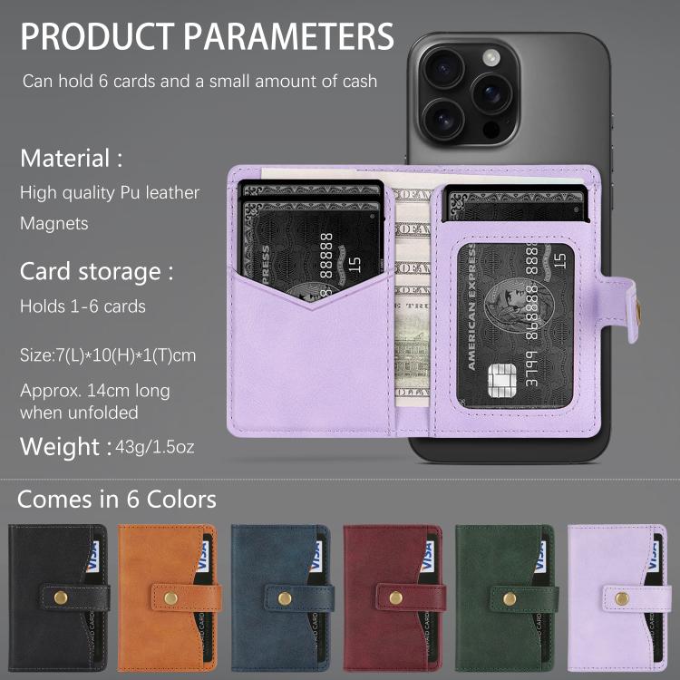 Bond Wallet Ring Magnetic Leather Card Holder(Purple) - Image 8