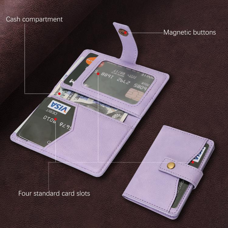 Bond Wallet Ring Magnetic Leather Card Holder(Purple) - Image 9