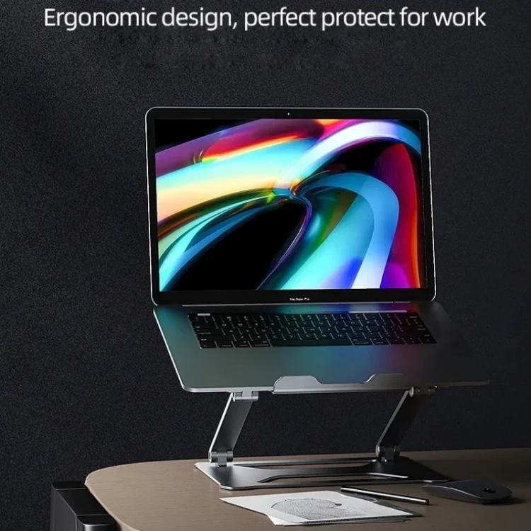 Boneruy P18 Ergonomic Desk Aluminum Holder for 14-17.3 Inch Laptops(Silver) - Image 5