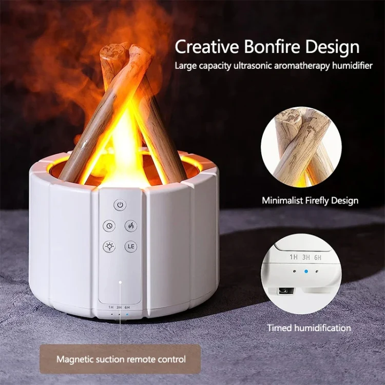 Bonfire Shaped Remote Control Aroma Diffuser Desktop Flame Humidifier, Color: Colorful White - Image 3