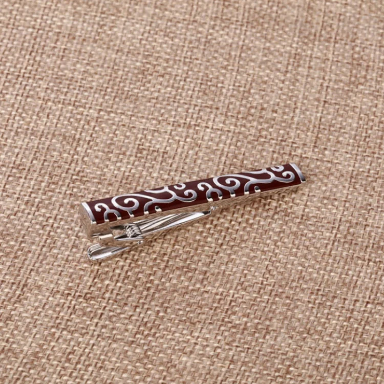 Brass Polished Gum Pattern Business Men Tie Clip, Color: Black White Violin - Image 3