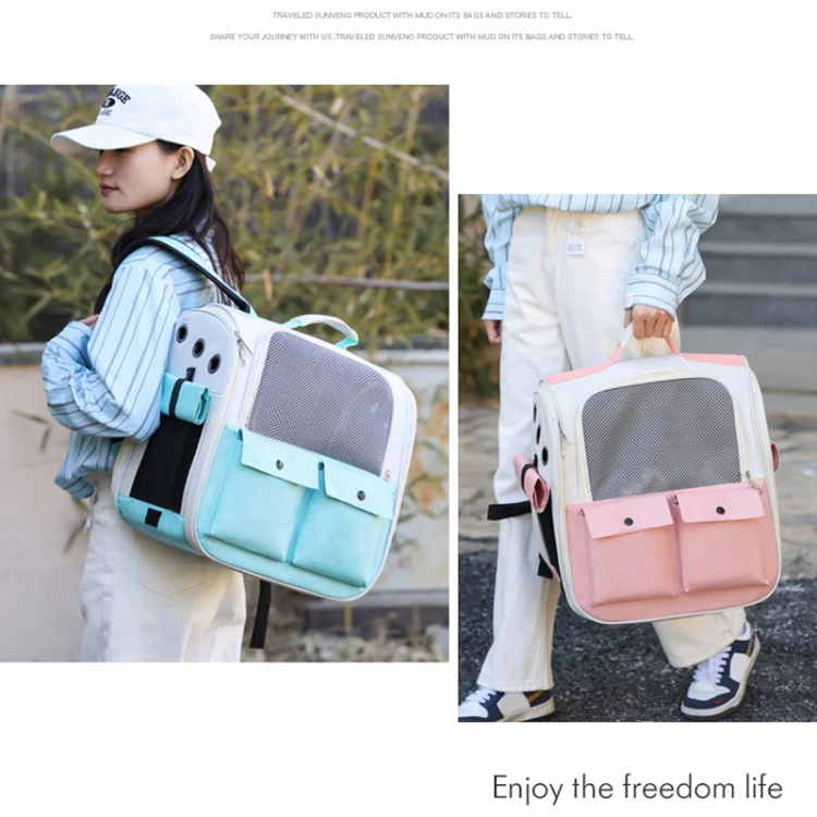 Breathable Square Cat Backpack Foldable Outdoor Portable Pet Bag(Model 4 Blue) - Image 11