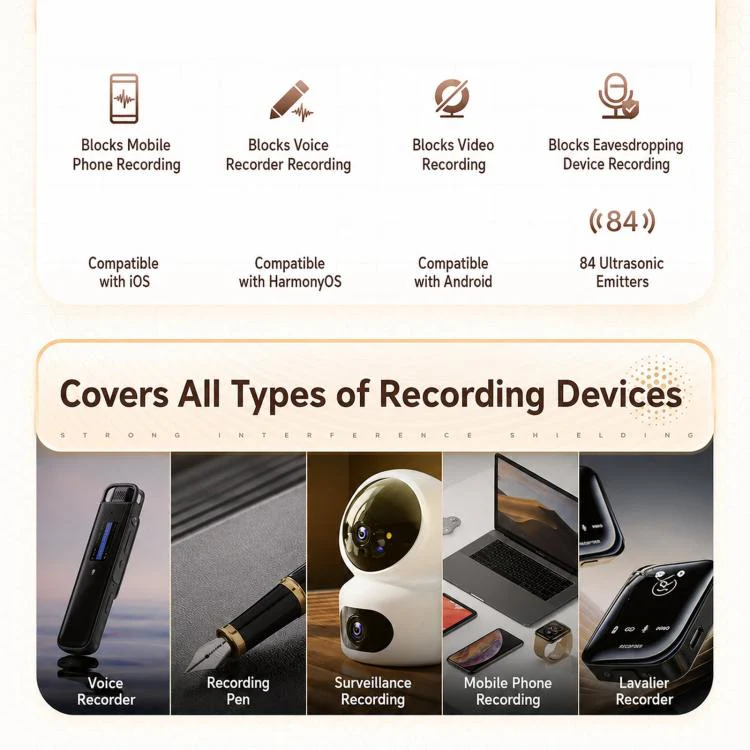 BS-99Pro Max 84 Sine Wave Covert Tissue Box Audio Protection Device, 360 Degrees Ultrasonic Voice Recorder Blocker, US Plug - Image 4