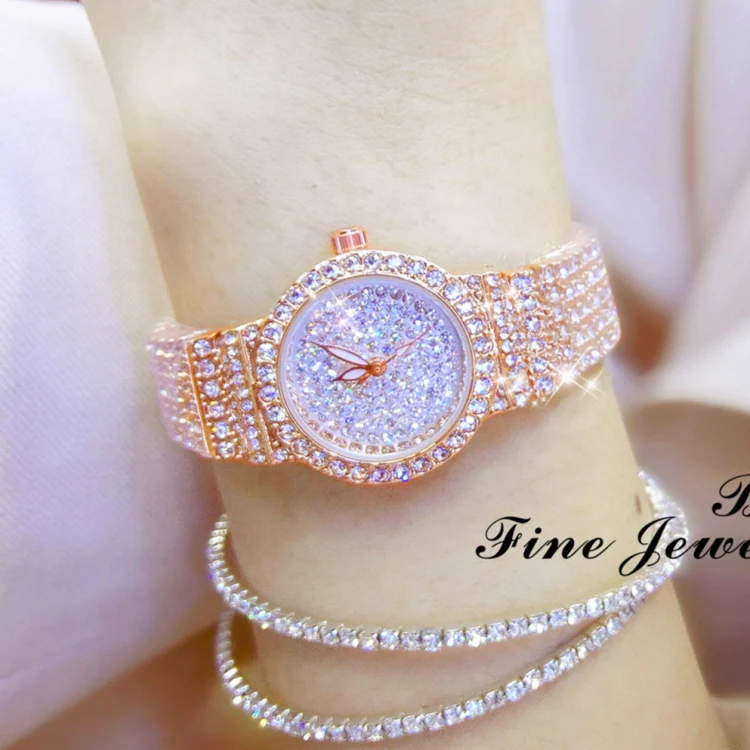 BS Bee Sister FA1101 Women Chain Watch Starry Diamonds Wrist watch(Rose Gold Diamonds Surface) - Image 6
